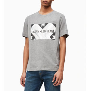 Calvin Klein pánské šedé tričko Patchwork